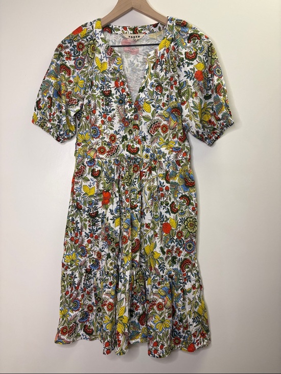 boden piper short jersey dress Piper Short Jersey Dress - Kingfisher Blue, Freesia Stamp